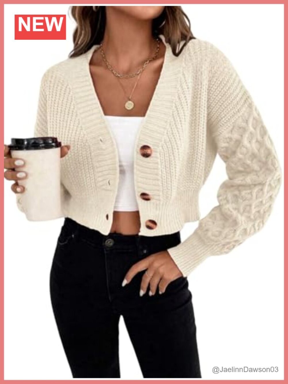 Cable Knit Button Down Drop Shoulder Chunky Cardigan Sweater